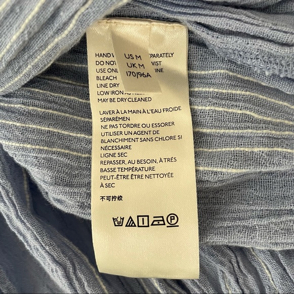 NEW Free People Cedar Lace Trim Popover Blouse Top Blue Gauze Cotton Medium - Picture 9 of 11